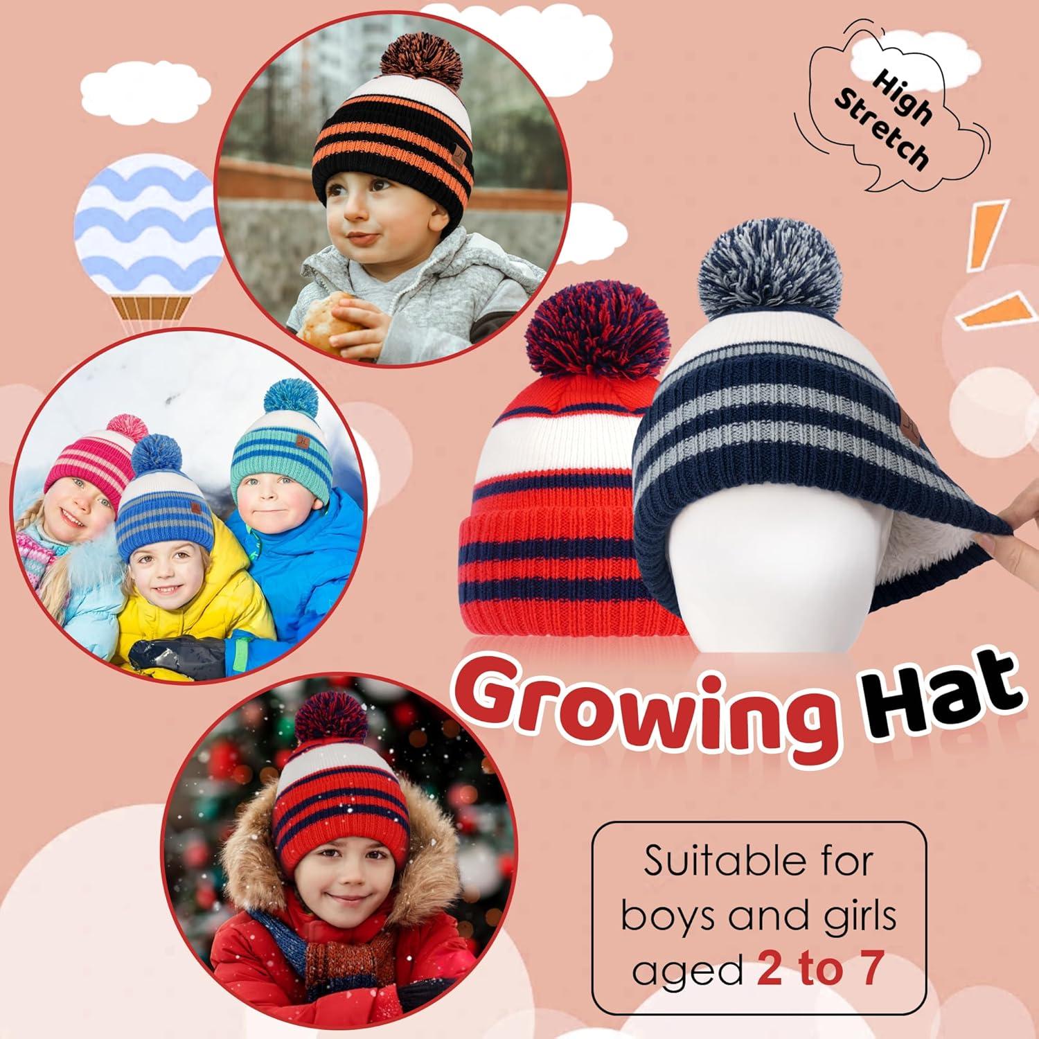 imageFZ FANTASTIC ZONE Kids Toddler Winter Hat Beanie with Warm Fleece Ski Baby Hats for 27 Years Skull Cap Baby Boys Girls GiftsRed