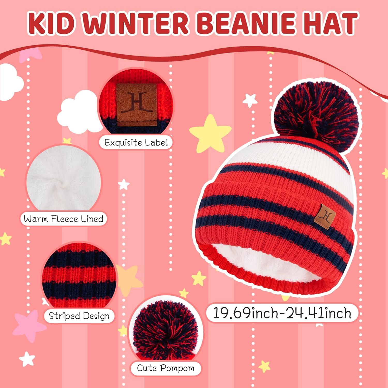 imageFZ FANTASTIC ZONE Kids Toddler Winter Hat Beanie with Warm Fleece Ski Baby Hats for 27 Years Skull Cap Baby Boys Girls GiftsRed