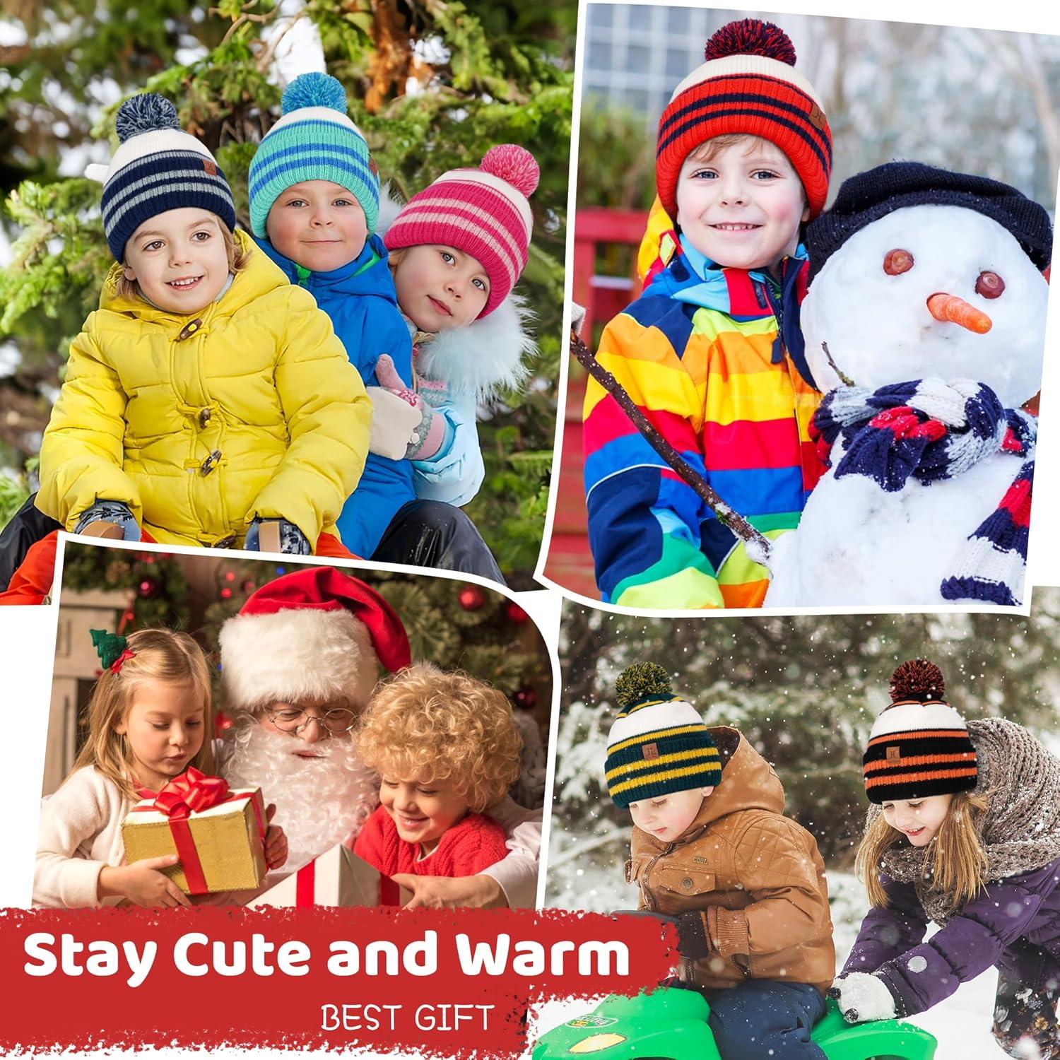 imageFZ FANTASTIC ZONE Kids Toddler Winter Hat Beanie with Warm Fleece Ski Baby Hats for 27 Years Skull Cap Baby Boys Girls GiftsRed