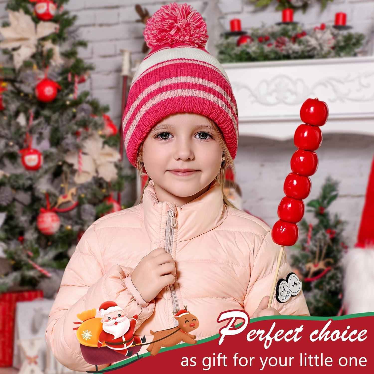 imageFZ FANTASTIC ZONE Kids Toddler Winter Hat Beanie with Warm Fleece Ski Baby Hats for 27 Years Skull Cap Baby Boys Girls GiftsRose Red