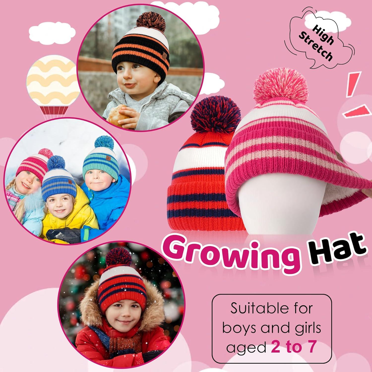 imageFZ FANTASTIC ZONE Kids Toddler Winter Hat Beanie with Warm Fleece Ski Baby Hats for 27 Years Skull Cap Baby Boys Girls GiftsRose Red