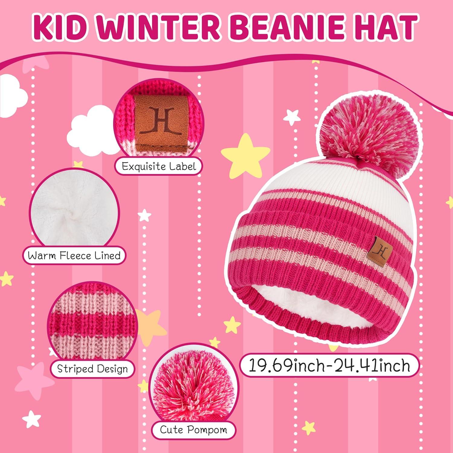 imageFZ FANTASTIC ZONE Kids Toddler Winter Hat Beanie with Warm Fleece Ski Baby Hats for 27 Years Skull Cap Baby Boys Girls GiftsRose Red