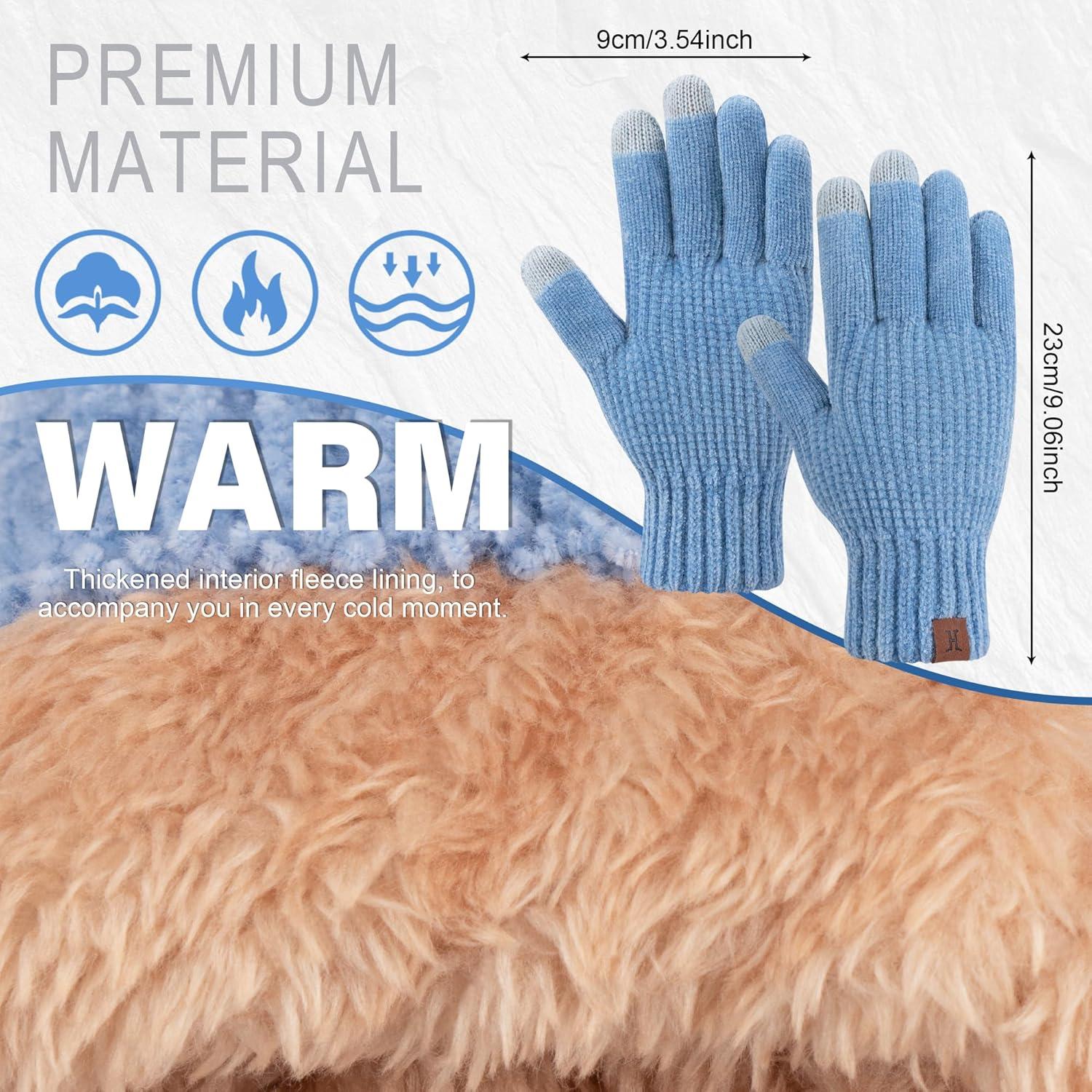imageFZ FANTASTIC ZONE Womens Winter Gloves with Touch Screen Thermal Chenille Warm Lining Knit Gloves for Women Cold Weather GiftBlue