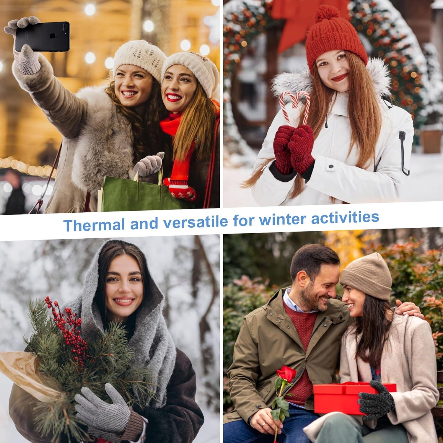 imageFZ FANTASTIC ZONE Womens Winter Gloves with Touch Screen Thermal Chenille Warm Lining Knit Gloves for Women Cold Weather GiftBlue