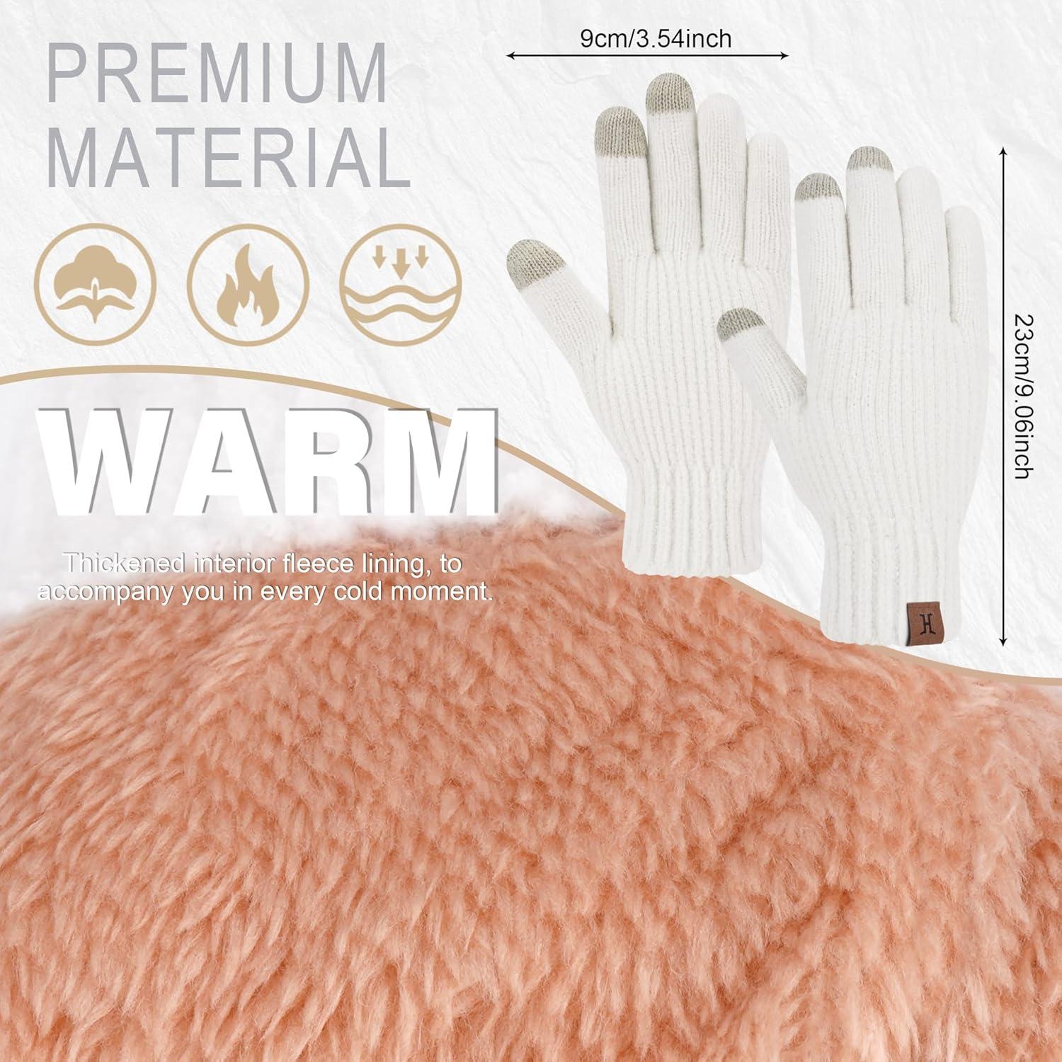 imageFZ FANTASTIC ZONE Womens Winter Gloves with Touch Screen Thermal Chenille Warm Lining Knit Gloves for Women Cold Weather GiftOffwhite