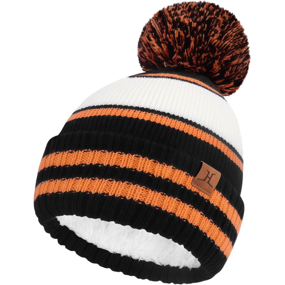 imageFZ FANTASTIC ZONE Kids Toddler Winter Hat Beanie with Warm Fleece Ski Baby Hats for 27 Years Skull Cap Baby Boys Girls GiftsBlack