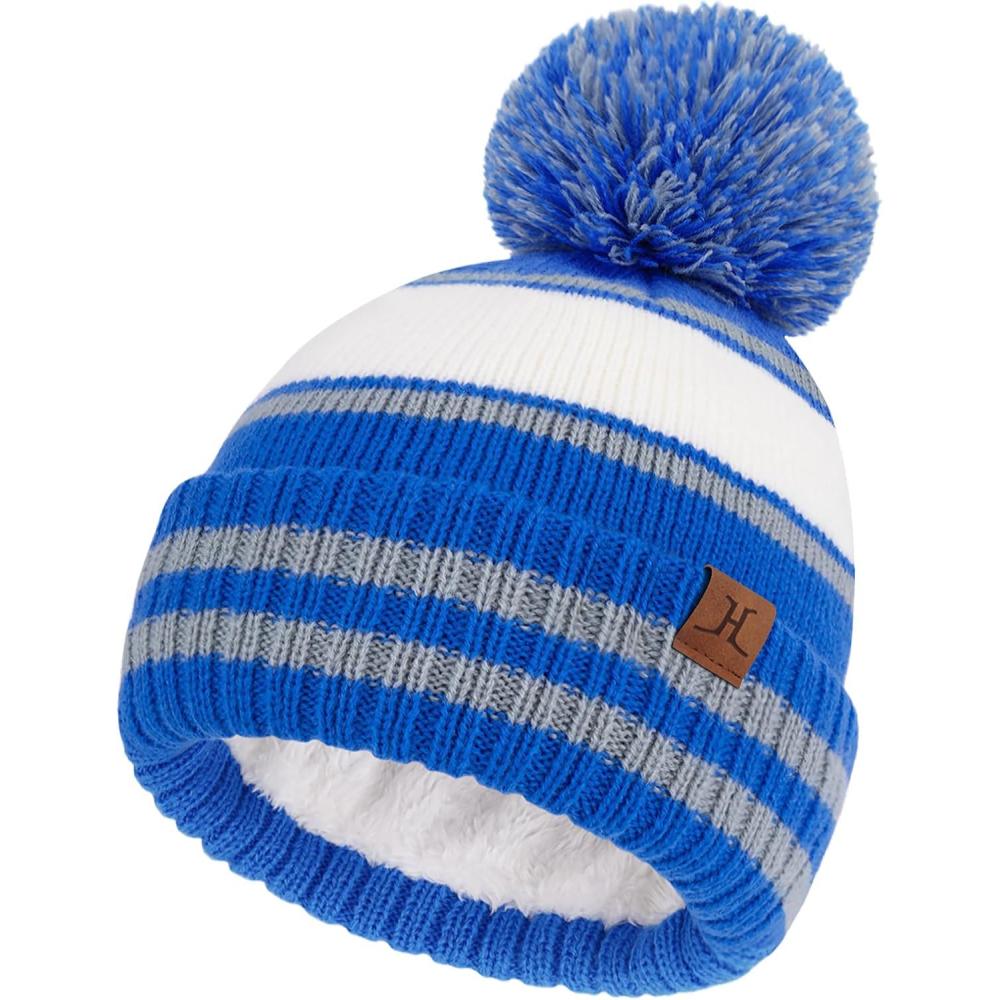 imageFZ FANTASTIC ZONE Kids Toddler Winter Hat Beanie with Warm Fleece Ski Baby Hats for 27 Years Skull Cap Baby Boys Girls GiftsBlue