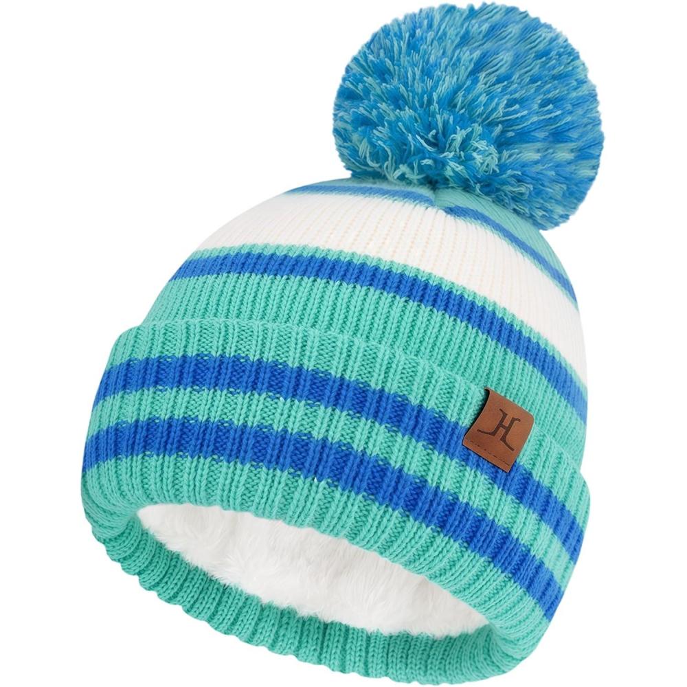 imageFZ FANTASTIC ZONE Kids Toddler Winter Hat Beanie with Warm Fleece Ski Baby Hats for 27 Years Skull Cap Baby Boys Girls GiftsLake Blue