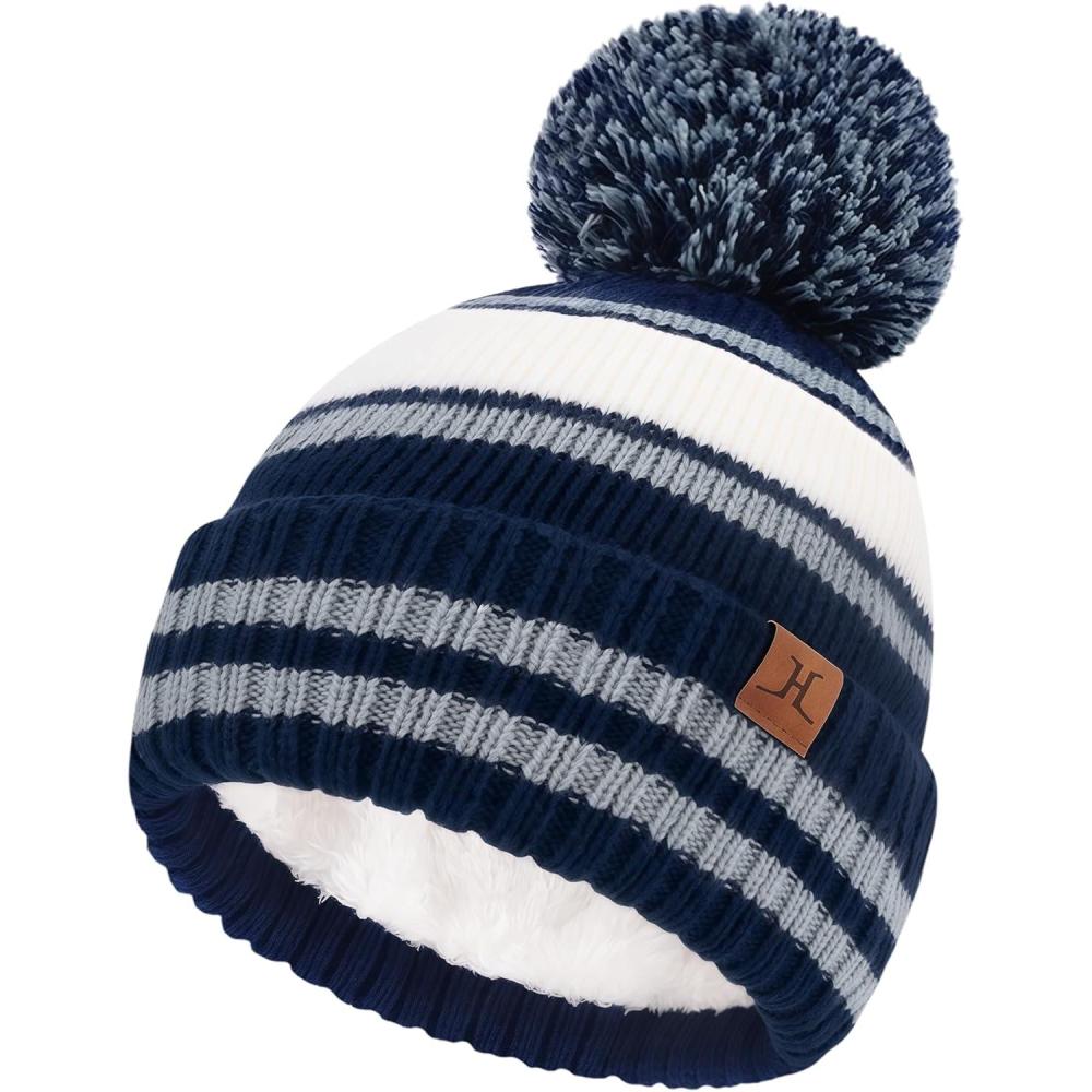 imageFZ FANTASTIC ZONE Kids Toddler Winter Hat Beanie with Warm Fleece Ski Baby Hats for 27 Years Skull Cap Baby Boys Girls GiftsNavy Blue