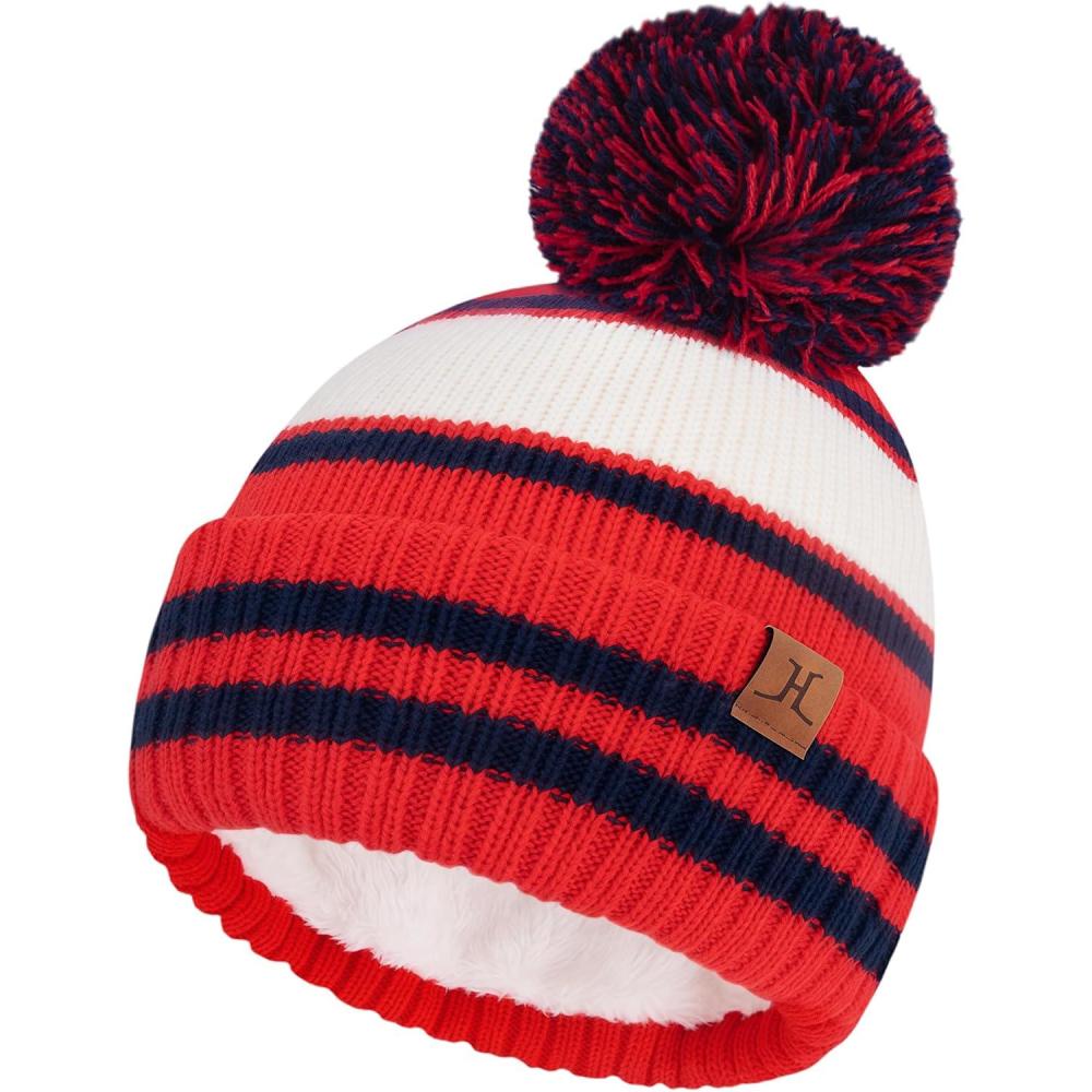 imageFZ FANTASTIC ZONE Kids Toddler Winter Hat Beanie with Warm Fleece Ski Baby Hats for 27 Years Skull Cap Baby Boys Girls GiftsRed