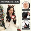 imageFZ FANTASTIC ZONE Winter Fingerless Gloves for Women Men Fleece Warm Knit Type Work Half Finger Gloves for Cold Weather GiftBlack