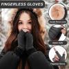 imageFZ FANTASTIC ZONE Winter Fingerless Gloves for Women Men Fleece Warm Knit Type Work Half Finger Gloves for Cold Weather GiftDark Gray