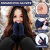 imageFZ FANTASTIC ZONE Winter Fingerless Gloves for Women Men Fleece Warm Knit Type Work Half Finger Gloves for Cold Weather GiftNavy Blue