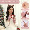 imageFZ FANTASTIC ZONE Winter Fingerless Gloves for Women Men Fleece Warm Knit Type Work Half Finger Gloves for Cold Weather GiftPink