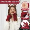 imageFZ FANTASTIC ZONE Winter Fingerless Gloves for Women Men Fleece Warm Knit Type Work Half Finger Gloves for Cold Weather GiftRed
