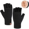imageFZ FANTASTIC ZONE Winter Fingerless Gloves for Women Men Fleece Warm Knit Type Work Half Finger Gloves for Cold Weather GiftBlack