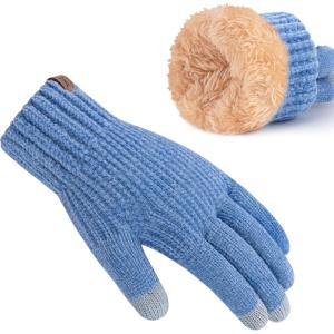 imageFZ FANTASTIC ZONE Womens Winter Gloves with Touch Screen Thermal Chenille Warm Lining Knit Gloves for Women Cold Weather GiftBlue