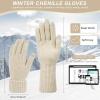 imageFZ FANTASTIC ZONE Winter Gloves for Women Chenille Warm Knit Work Touchscreen Womens Gloves for Cold Weather GiftsApricot