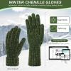 imageFZ FANTASTIC ZONE Winter Gloves for Women Chenille Warm Knit Work Touchscreen Womens Gloves for Cold Weather GiftsArmy Green