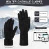 imageFZ FANTASTIC ZONE Winter Gloves for Women Chenille Warm Knit Work Touchscreen Womens Gloves for Cold Weather GiftsBlack