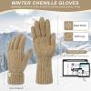imageFZ FANTASTIC ZONE Winter Gloves for Women Chenille Warm Knit Work Touchscreen Womens Gloves for Cold Weather GiftsKhaki