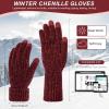 imageFZ FANTASTIC ZONE Winter Gloves for Women Chenille Warm Knit Work Touchscreen Womens Gloves for Cold Weather GiftsWine Red