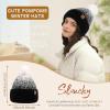 imageFZ FANTASTIC ZONE Womens Winter Hats Warm Knit Fleece Lined Cap Pompom Beanie Hats for Women Cold WeatherBlack White