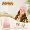imageFZ FANTASTIC ZONE Womens Winter Hats Warm Knit Fleece Lined Cap Pompom Beanie Hats for Women Cold WeatherPink White