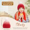 imageFZ FANTASTIC ZONE Womens Winter Hats Warm Knit Fleece Lined Cap Pompom Beanie Hats for Women Cold WeatherRed White