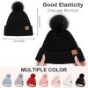 imageFZ FANTASTIC ZONE Womens Winter Warm Beanie Hat Knit Slouchy Skull Cap Thick Fleece Lined with Pom Pom Gifts for WomenBlack