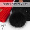 imageFZ FANTASTIC ZONE Womens Winter Warm Beanie Hat Knit Slouchy Skull Cap Thick Fleece Lined with Pom Pom Gifts for WomenBlack