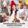 imageFZ FANTASTIC ZONE Womens Winter Warm Beanie Hat Knit Slouchy Skull Cap Thick Fleece Lined with Pom Pom Gifts for WomenBlack