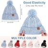 imageFZ FANTASTIC ZONE Womens Winter Warm Beanie Hat Knit Slouchy Skull Cap Thick Fleece Lined with Pom Pom Gifts for WomenBlue