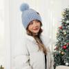 imageFZ FANTASTIC ZONE Womens Winter Warm Beanie Hat Knit Slouchy Skull Cap Thick Fleece Lined with Pom Pom Gifts for WomenBlue