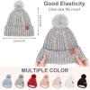imageFZ FANTASTIC ZONE Womens Winter Warm Beanie Hat Knit Slouchy Skull Cap Thick Fleece Lined with Pom Pom Gifts for WomenGrey