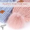 imageFZ FANTASTIC ZONE Womens Winter Warm Beanie Hat Knit Slouchy Skull Cap Thick Fleece Lined with Pom Pom Gifts for WomenPink