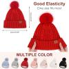 imageFZ FANTASTIC ZONE Womens Winter Warm Beanie Hat Knit Slouchy Skull Cap Thick Fleece Lined with Pom Pom Gifts for WomenRed