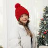 imageFZ FANTASTIC ZONE Womens Winter Warm Beanie Hat Knit Slouchy Skull Cap Thick Fleece Lined with Pom Pom Gifts for WomenRed