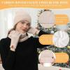 imageWomens Winter Hats and Gloves Scarf Sets Fleece Warm Knit Beanie Neck Warmer Skull Caps Touchscreen Gloves for Women GiftsBeige