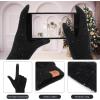 imageWomens Winter Hats and Gloves Scarf Sets Fleece Warm Knit Beanie Neck Warmer Skull Caps Touchscreen Gloves for Women GiftsBlack