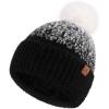 imageFZ FANTASTIC ZONE Womens Winter Hats Warm Knit Fleece Lined Cap Pompom Beanie Hats for Women Cold WeatherBlack White