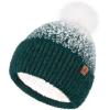 imageFZ FANTASTIC ZONE Womens Winter Hats Warm Knit Fleece Lined Cap Pompom Beanie Hats for Women Cold WeatherDark Green White