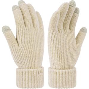 imageFZ FANTASTIC ZONE Winter Gloves for Women Chenille Warm Knit Work Touchscreen Womens Gloves for Cold Weather GiftsApricot