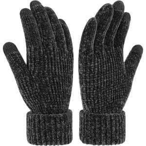 imageFZ FANTASTIC ZONE Winter Gloves for Women Chenille Warm Knit Work Touchscreen Womens Gloves for Cold Weather GiftsDark Gray