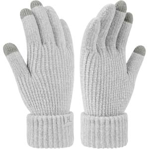 imageFZ FANTASTIC ZONE Winter Gloves for Women Chenille Warm Knit Work Touchscreen Womens Gloves for Cold Weather GiftsGray