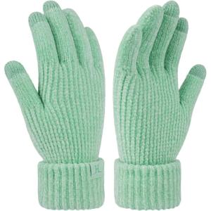 imageFZ FANTASTIC ZONE Winter Gloves for Women Chenille Warm Knit Work Touchscreen Womens Gloves for Cold Weather GiftsMint Green