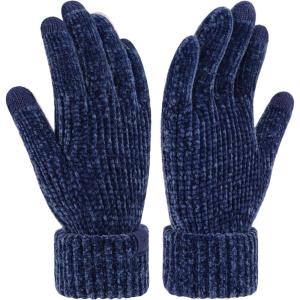 imageFZ FANTASTIC ZONE Winter Gloves for Women Chenille Warm Knit Work Touchscreen Womens Gloves for Cold Weather GiftsNavy Blue