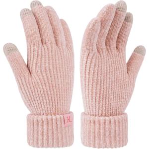imageFZ FANTASTIC ZONE Winter Gloves for Women Chenille Warm Knit Work Touchscreen Womens Gloves for Cold Weather GiftsPink