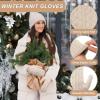 imageFZ FANTASTIC ZONE Winter Warm Mittens for Women Knitted Womens Gloves for Cold Weather with Thick Fleece Lined GiftsBeige