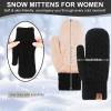 imageFZ FANTASTIC ZONE Winter Warm Mittens for Women Knitted Womens Gloves for Cold Weather with Thick Fleece Lined GiftsBlack